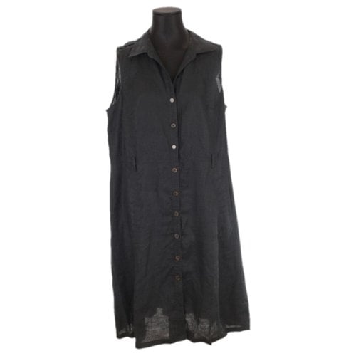 Pre-owned Gerard Darel Linen Mid-length Dress In Black