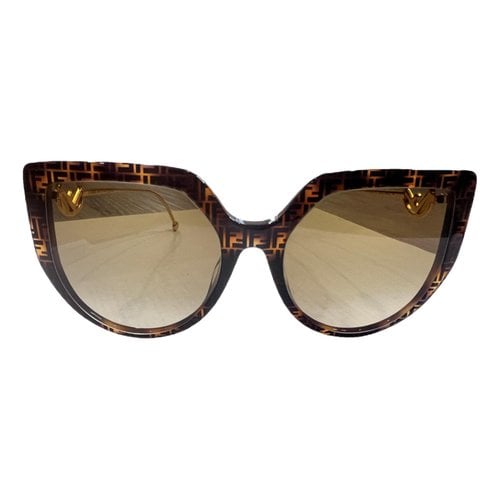 Pre-owned Fendi Aviator Sunglasses In Brown