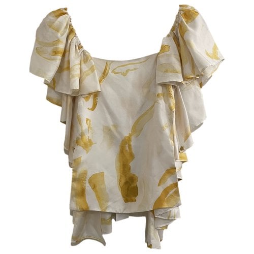 Pre-owned Cult Gaia Silk Blouse In Yellow