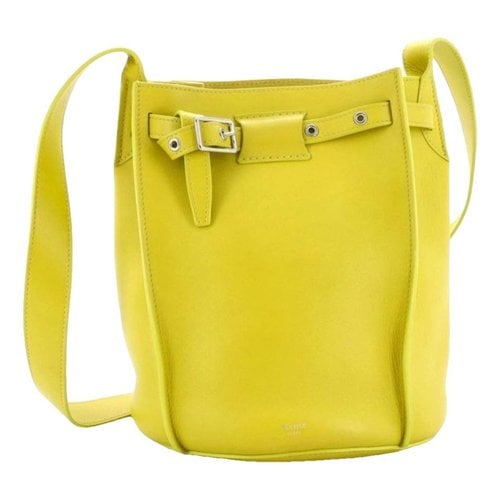 Pre-owned Celine Leather Handbag In Yellow