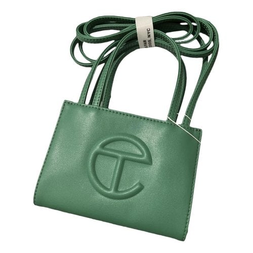 Pre-owned Telfar Small Shopping Bag Vegan Leather Tote In Green