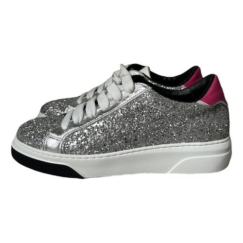 Pre-owned Dsquared2 Glitter Trainers In Silver