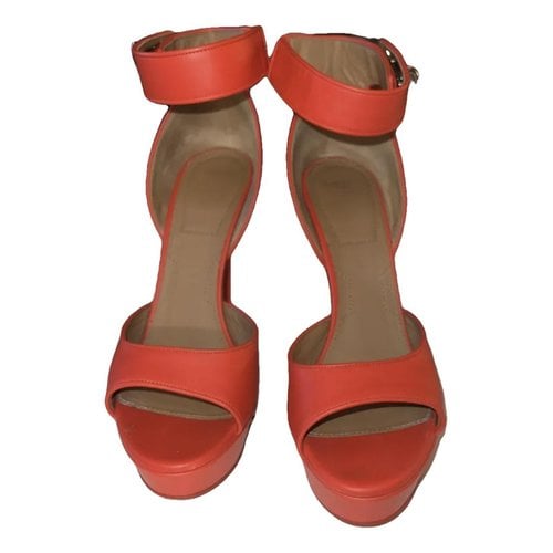 Pre-owned Givenchy Shark Leather Sandal In Red