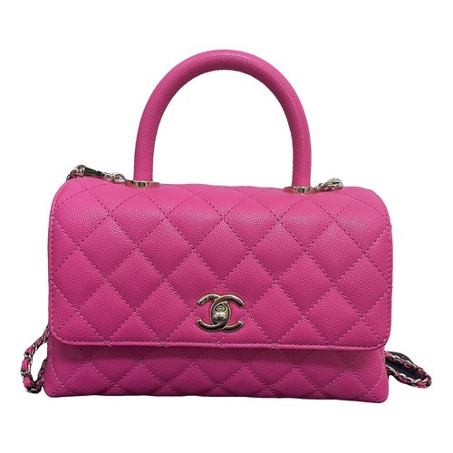 Pre-owned Chanel Coco Handle Leather Handbag In Pink