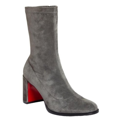 Pre-owned Christian Louboutin Ankle Boots In Grey