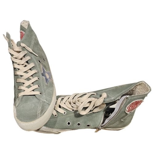 Pre-owned Golden Goose Francy Cloth Trainers In Green