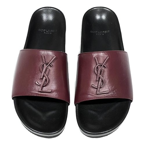 Pre-owned Saint Laurent Leather Sandal In Burgundy