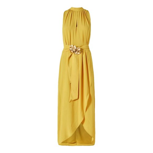 Pre-owned Max Mara Silk Mid-length Dress In Yellow
