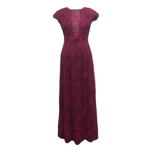 Pre-owned Monique Lhuillier Lace Maxi Dress In Red