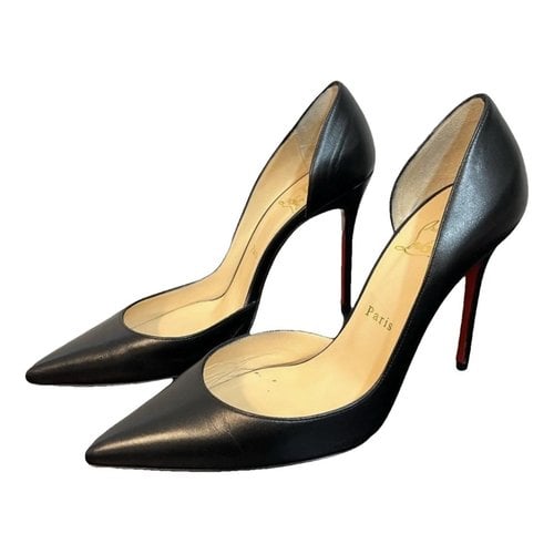 Pre-owned Christian Louboutin Iriza Leather Heels In Black