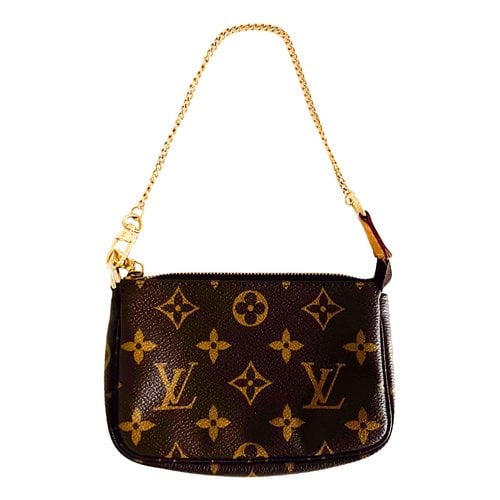 Pre-owned Louis Vuitton Pochette Accessoire Cloth Handbag In Brown