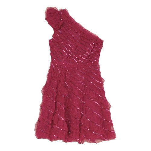 Pre-owned Needle & Thread Mini Dress In Burgundy