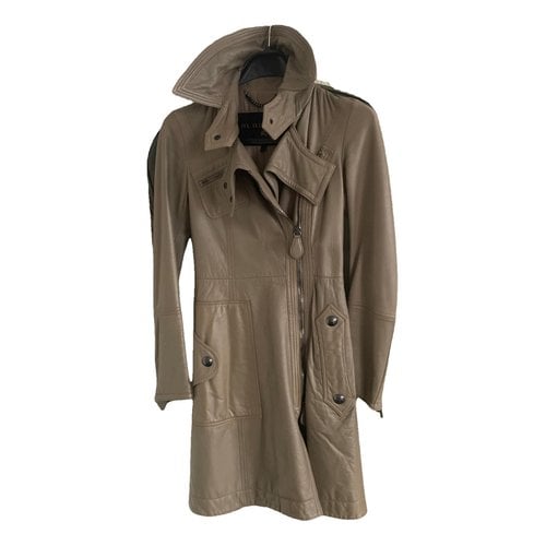 Pre-owned Burberry Leather Trench Coat In Camel