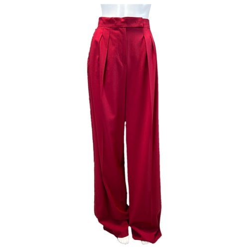 Pre-owned Max Mara Wool Straight Pants In Red