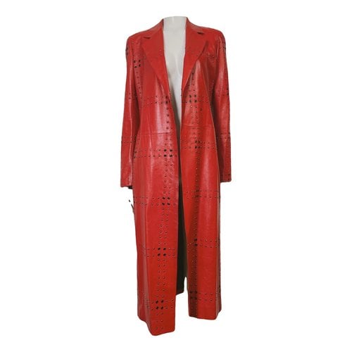 Pre-owned Emanuel Ungaro Leather Coat In Red