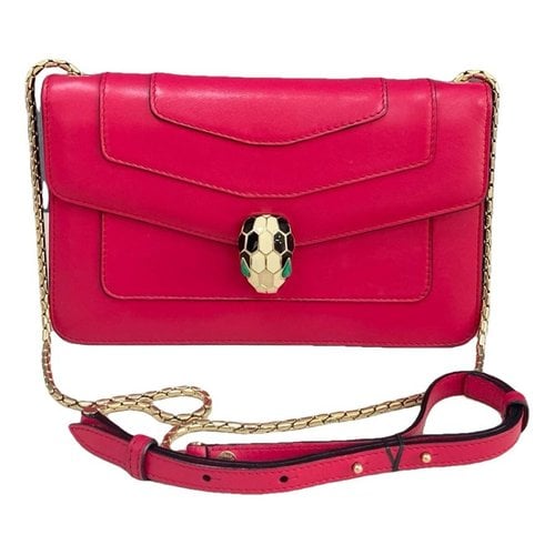 Pre-owned Bvlgari Serpenti Leather Crossbody Bag In Red