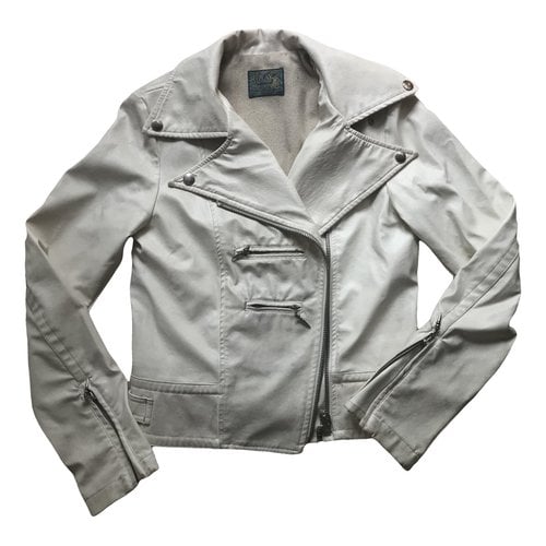 Pre-owned Replay Vegan Leather Jacket In White