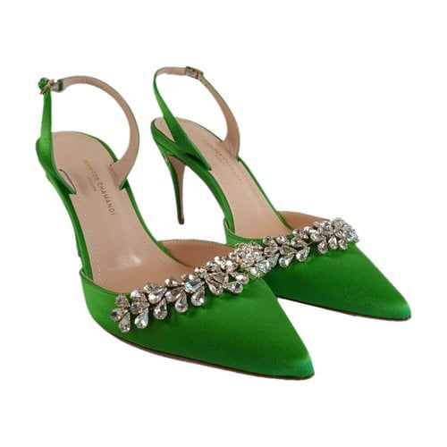 Pre-owned Jennifer Chamandi Cloth Heels In Green