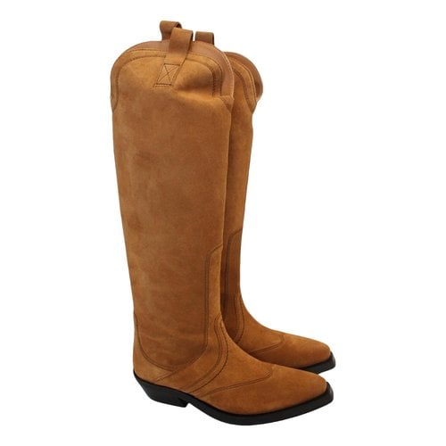 Pre-owned Ganni Boots In Brown