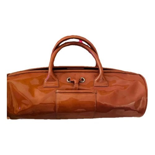Pre-owned Giorgio Armani Patent Leather Handbag In Brown