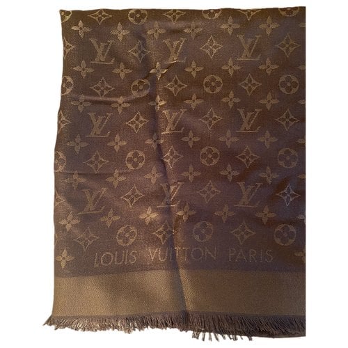 Pre-owned Louis Vuitton Châle Monogram Silk Stole In Brown