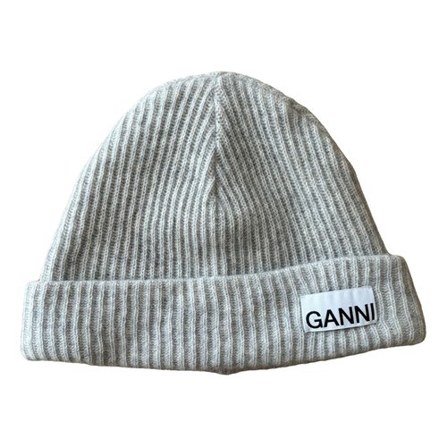 Pre-owned Ganni Wool Beanie In Grey