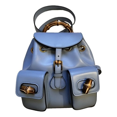 Pre-owned Gucci Leather Backpack In Blue