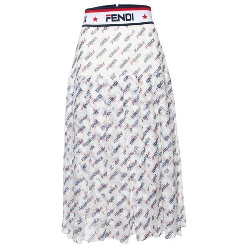 Pre-owned Fendi Silk Skirt In White