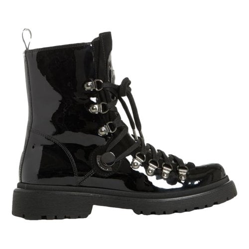 Pre-owned Moncler Patent Leather Boots In Black