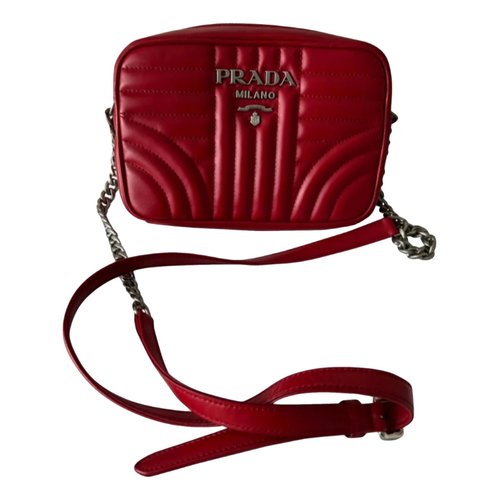Pre-owned Prada Diagramme Leather Crossbody Bag In Red