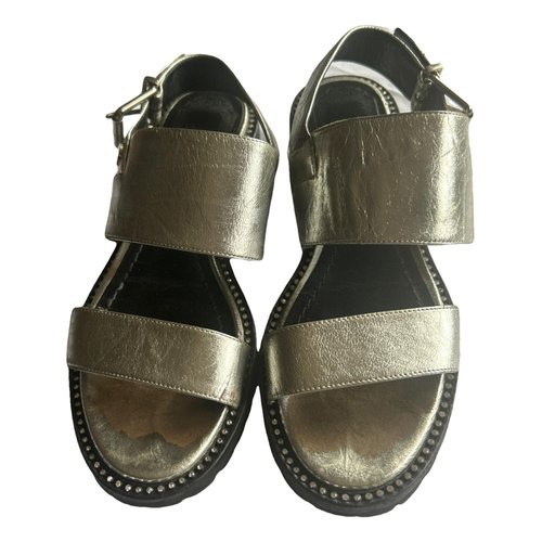 Pre-owned Dior Leather Sandal In Silver