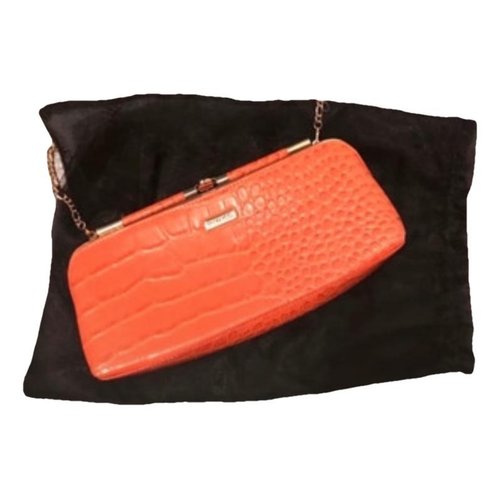 Pre-owned Pinko Love Bag Leather Clutch Bag In Orange