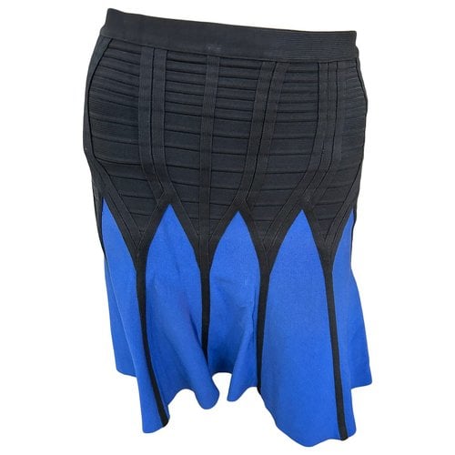 Pre-owned Herve Leger Mid-length Skirt In Blue