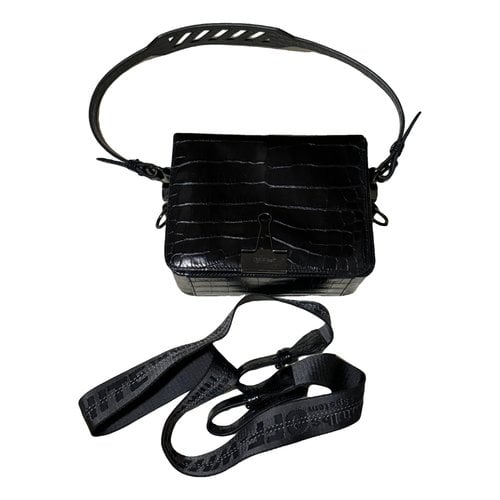 Pre-owned Off-white Binder Leather Handbag In Black