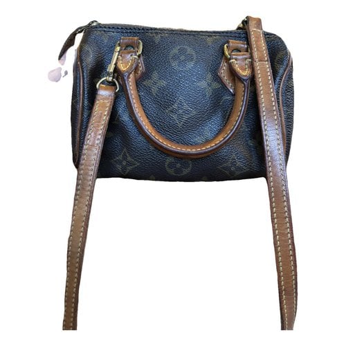 Pre-owned Louis Vuitton Nano Speedy / Mini Hl Leather Handbag In Brown