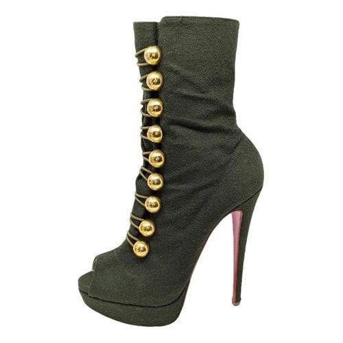 Pre-owned Christian Louboutin Cloth Boots In Green