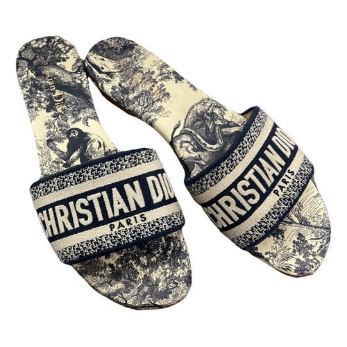 Pre-owned Dior Dway Cloth Sandal In Navy
