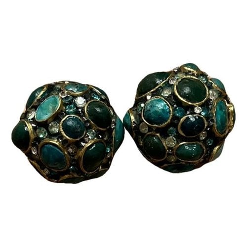 Pre-owned Borbonese Earrings In Turquoise