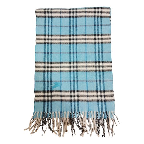 Pre-owned Burberry Wool Scarf & Pocket Square In Turquoise