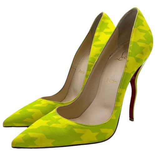 Pre-owned Christian Louboutin So Kate Cloth Heels In Green