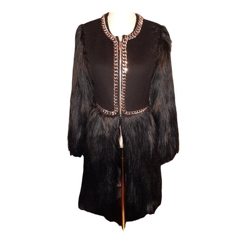 Pre-owned Elisabetta Franchi Faux Fur Coat In Black