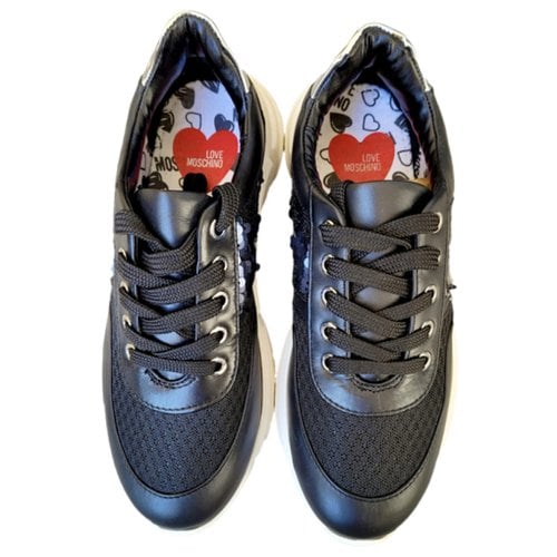 Pre-owned Moschino Love Leather Trainers In Black