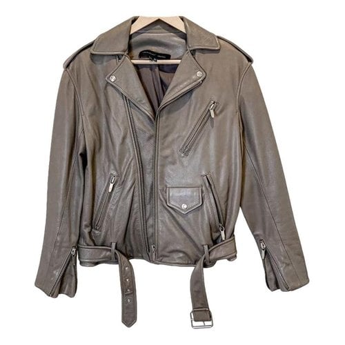 Pre-owned Theyskens' Theory Leather Jacket In Grey