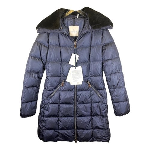 Pre-owned Moncler Classic Shearling Coat In Blue