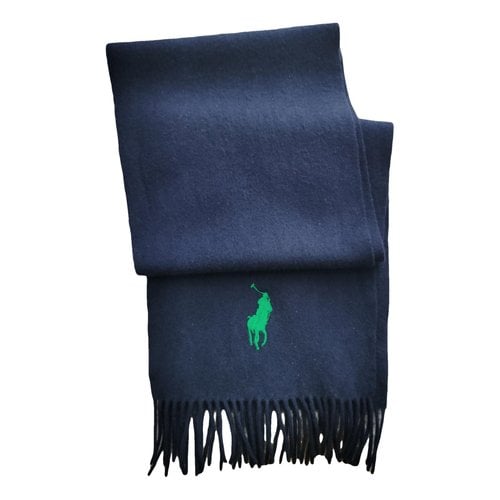 Pre-owned Polo Ralph Lauren Wool Scarf & Pocket Square In Navy