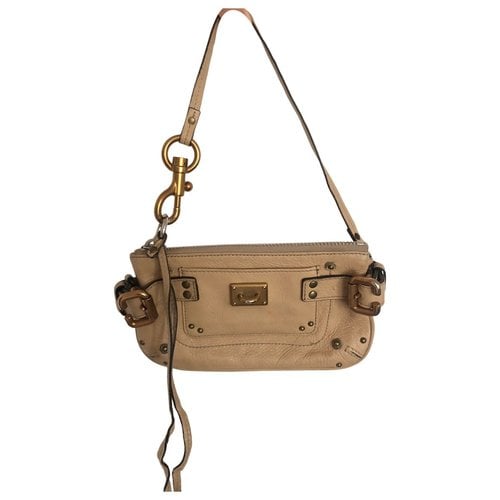 Pre-owned Chloé Paddington Leather Clutch Bag In Beige