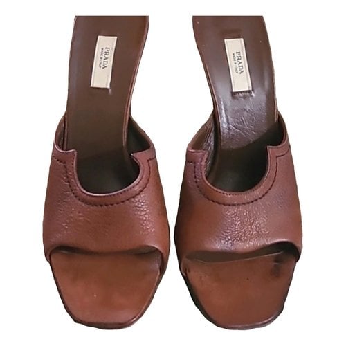 Pre-owned Prada Leather Sandal In Brown