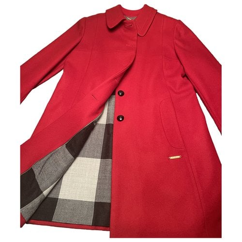 Pre-owned Burberry Camden Wool Coat In Red
