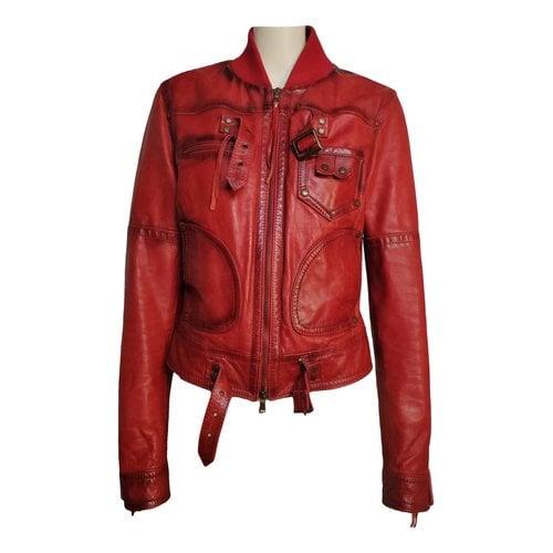 Pre-owned Patrizia Pepe Leather Short Vest In Red