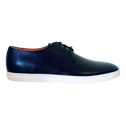 Pre-owned Santoni Leather Low Trainers In Blue